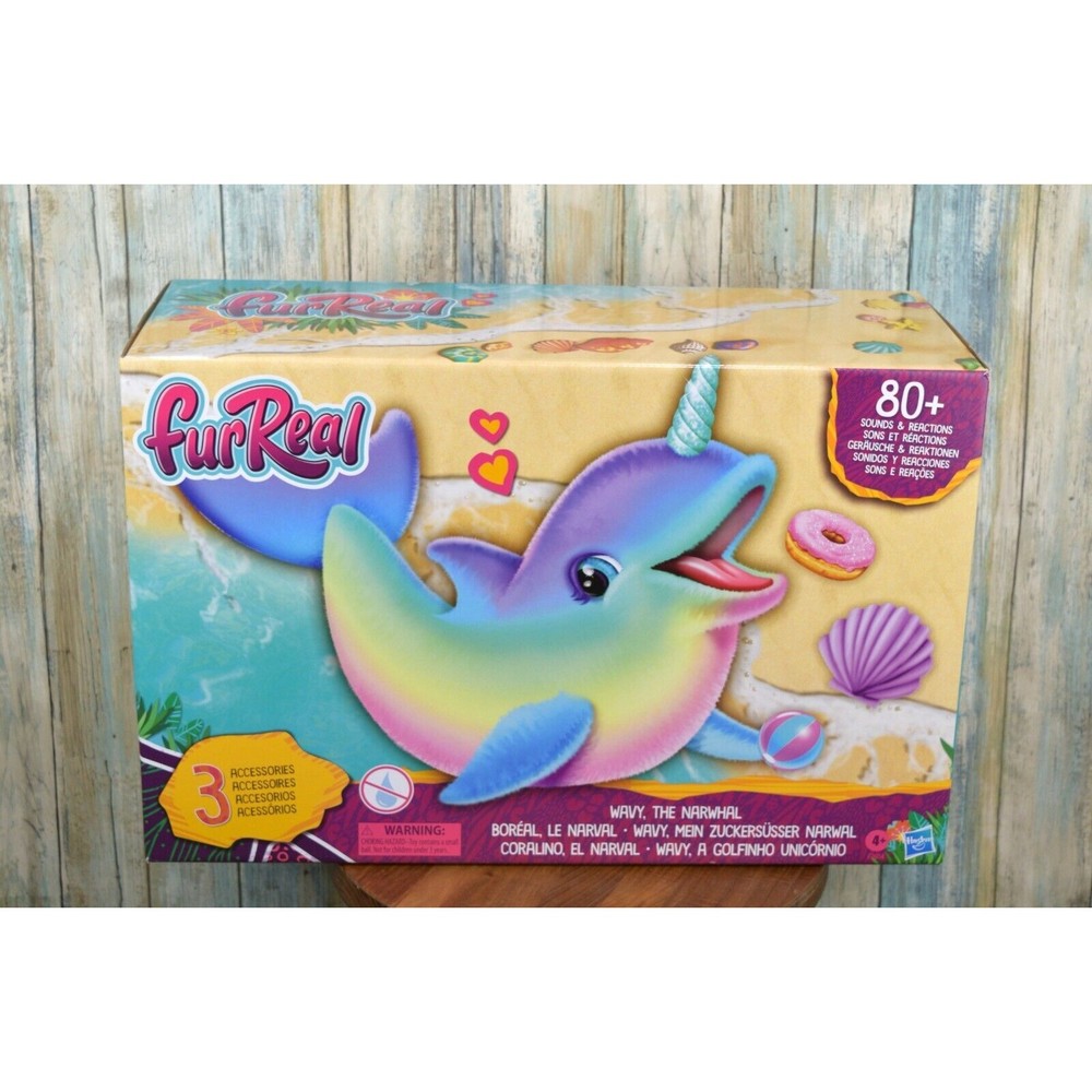 FurReal Wavy The Narwhal Rainbow Interactive Animatronic Plush 80+ Sounds & Ac